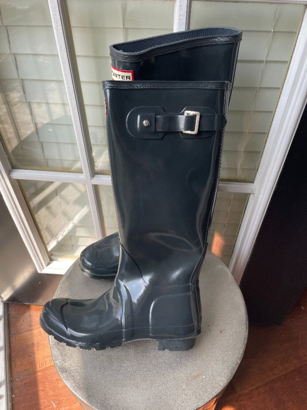 Hunter Women's Original Tall Gloss Rain Boots-Natural Rubber Waterproof Wellies - Picture 8 of 12